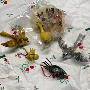 Vintage Bird Christmas ornaments - Lot of 5